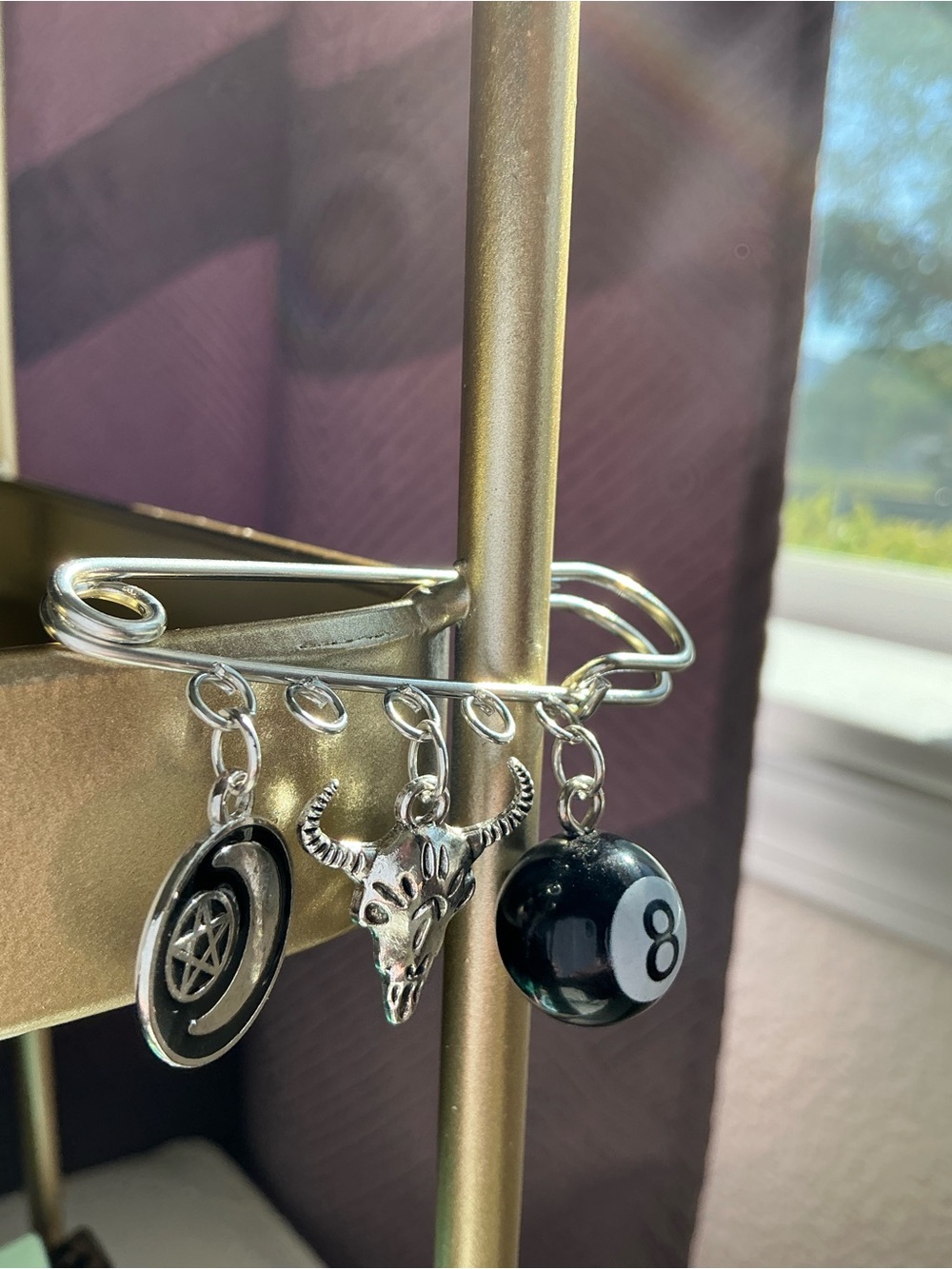 Handmade Charmed Safety Pin - Spooky